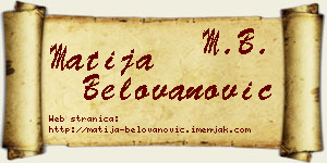 Matija Belovanović vizit kartica